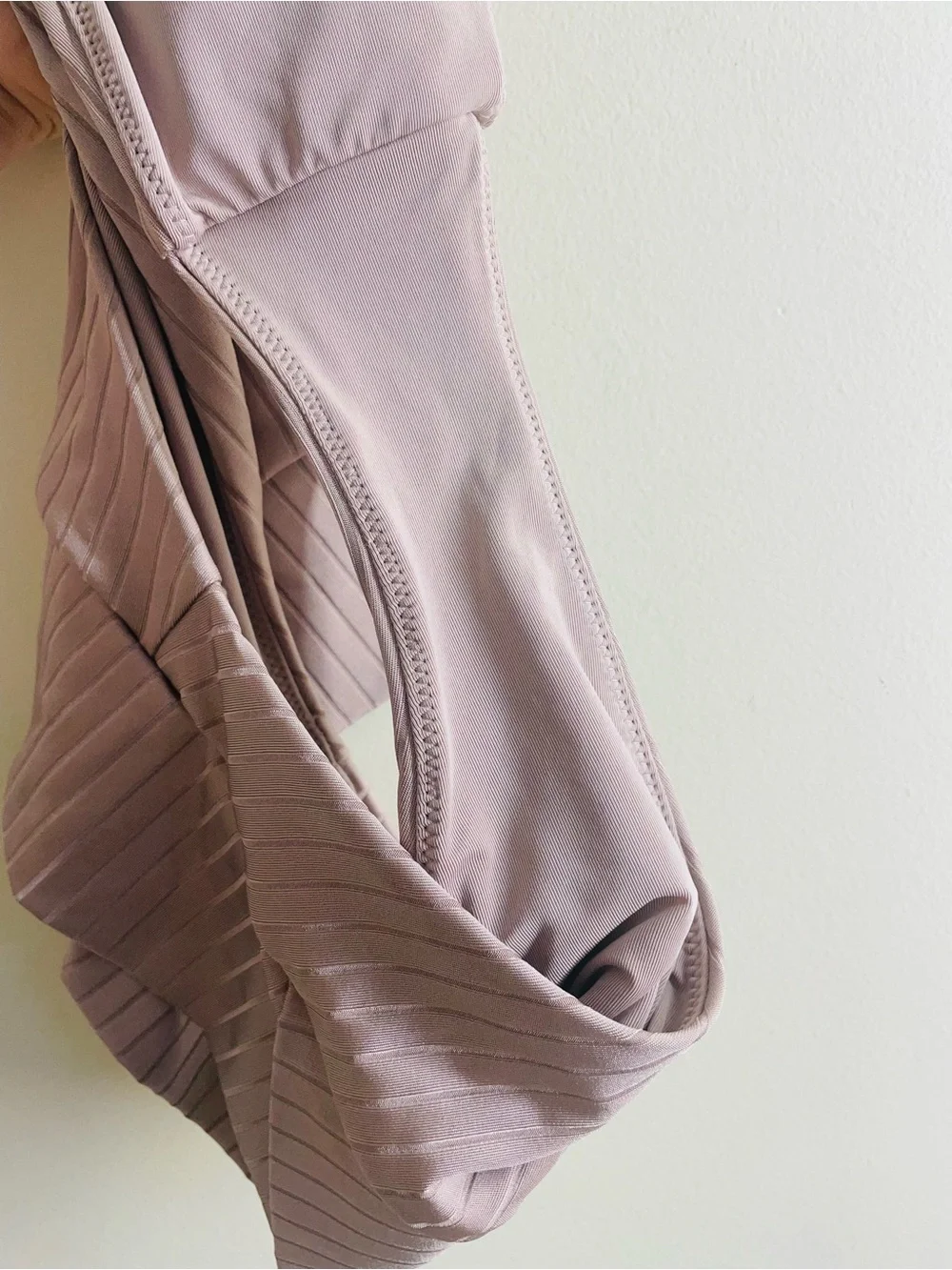 Aerie High Waisted High Cut Cheeky Bikini Bottom M Mauve Ribbed Crossover